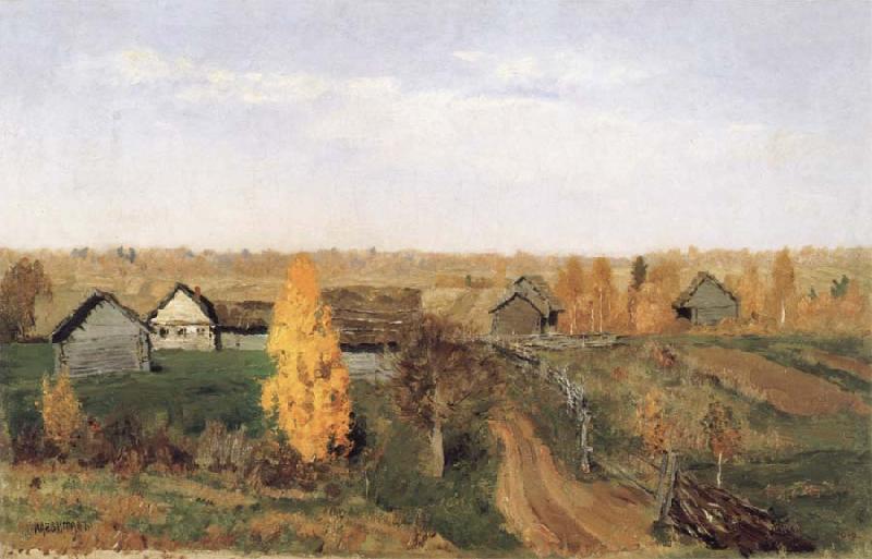 Levitan, Isaak Golden Autumn-village and small town Sweden oil painting art